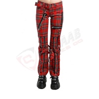 Taille haute été printemps Street-wear polaire femmes demi check-tartan Plaids-punks jambe-gothique pantalon pantalon