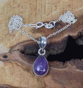 Pendentif en améthyste en forme de poire fait main, bijoux en argent sterling 925, collier élégant pour femmes et enfants, cadeau - Product Image 3