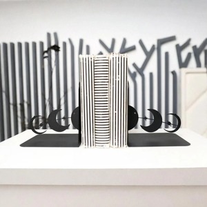 Moon Theme Adjustable Aluminum <b>Book</b> Ends Minimalist Design <b>Birthday</b> Gift for <b>Book</b> Lovers Family Libraries Celestial Metal - Product Image 1