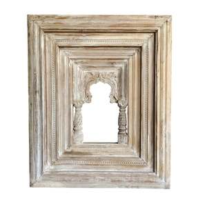 Marco Jharokha Ornamentado, Letrero de Pared de Madera Hecho a Mano - Product Image 1