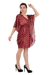 Vestido de caftán corto con estilo para mujer, top de trabajo de oficina, informal, estampado vintage, para verano, playa, vacaciones, fiesta - Product Image 4