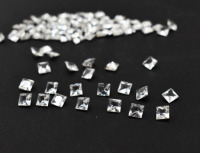 Piedra preciosa calibrada suelta de 4 mm a 12 mm facetada cuadrada de zafiro blanco para fabricación de joyas dureza 9 corindón de laboratorio