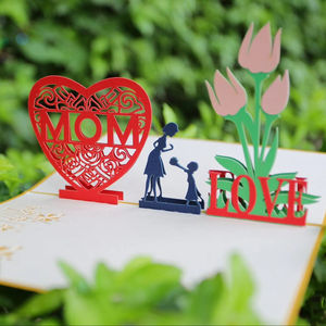 Elegante tarjeta emergente 3D para el día de la madre, diseño Floral intrincado, artesanía de papel táctil personalizada, Regalo para mamá, estilo amor - Product Image 1