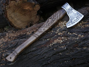 Wholesale Customized High Quality OEM ODM Service Hunting Professional <b>Axe</b> Hand Forged Viking Etched Damascus Steel Wood Handle - Product Image 6