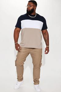 Verano 2025 Cross border grande casual cuello redondo transpirable manga corta hombres Color Block contraste color camisetas para hombres - Product Image 5