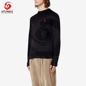 Personalizado de alta calidad de los hombres agregar logotipo de la ropa de impresión bordado de peso pesado suave de algodón liso pulóver sudaderas - Product Image 3