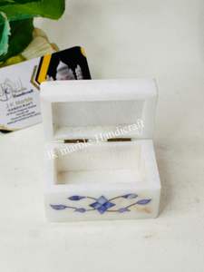 Marble Jewelry <b>Storage</b> <b>Box</b> <b>Floral</b> Pattern Rectangle Handcrafted with Inlay Design Natural Spot High Quality Best Piece - Product Image 5