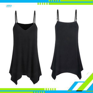 Womens Handkerchief Hem Sleeveless Flowy Camisole Tank Top Adjustable <b>Spaghetti</b> Strap <b>Long</b> Summer Casual Wear Knitted - Product Image 4