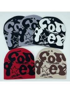 Gorro de Invierno Unisex de Moda, Marca STAR, Gorro de Lana Tejido Informal, con Rayas Verticales, Grueso, para el Frío - Product Image 4