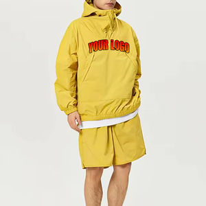 Chándales cortavientos con estampado de bloques de colores con logotipo personalizado 2025, ropa deportiva cómoda de Material de algodón 100%, conjunto de 2 piezas de invierno para hombre - Product Image 1