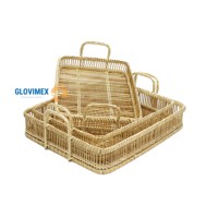 Meilleure nouvelle collection de paniers de service et de rangement pour fruits en bambou, faits à la main, naturels, multifonctionnels, durables, écologiques, décoration d'intérieur