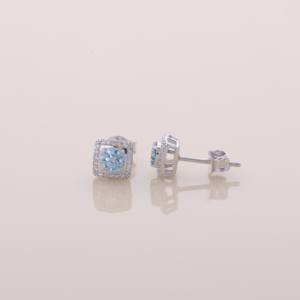 Luxury 0.64ct <b>Blue</b> Round Lab Grown Diamond <b>Stud</b> <b>Earrings</b> IGI Certified Rhodium Plated Solid 925 Sterling Silver - Product Image 4