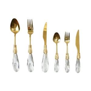 Ensemble de 6 couverts en acier inoxydable avec poignées en acrylique Vaisselle de haute qualité Vaisselle parfaite pour les ensembles de couverts d'hôtel à la maison - Product Image 1