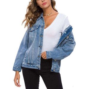Vente en gros 2024 Vestes en jean OEM personnalisées pour femmes Veste en jean boutonnée de base à manches longues surdimensionnée avec poches grande taille - Product Image 4