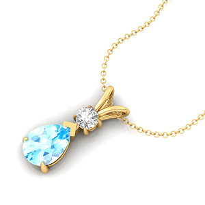 ชุดง่ามสีขาว/สีเหลือง/สีโรสโกลด์14K ประดับเพชรและลูกแพร์ตัดจี้อัญมณีสีธรรมชาติจี้สร้อยคอจี้อัญมณีทรงเสน่ห์ - Product Image 1