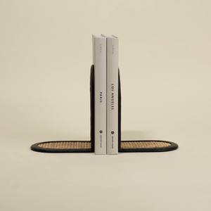 Serre-livres de table en rotin Produit à la main Serre-livres en rotin noir pour organisateurs de bureau - Product Image 4