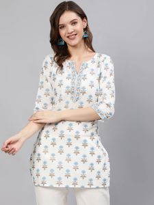 High on Demand Ethnic Clothing & Accessories Cotton Printed Kurti Tops for Regular and Office Wear Available for Sale From India - Product Image 2