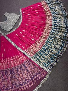 Lanzamiento de ropa de fiesta de nuevo diseñador, hermoso bordado pesado y trabajo manual de piedra Lehenga con Choli con trabajo elegante Dupatta - Product Image 3