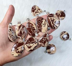 Colgante de piedras preciosas de jaspe de coco hecho a mano para mujer, colgante de tamaño de forma mixta, regalo de joyería de moda para ella - Product Image 4