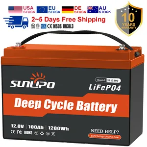 Us/Eu Stock Lifepo4 Lithium Batterij 12V 24V 48V 100ah 200ah 300ah Rv Marine Elektrische Vis Aas Boot Batterij Zonne-Energie Batterij