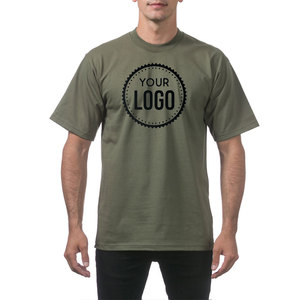 เสื้อยืดคอกลมแขนสั้นสำหรับผู้ชายเสื้อทีเชิ้ตโอลีฟสำหรับผู้ชายเสื้อสไตล์สตรีทแวร์ผ้าคอตตอนเฮฟวีเวตสำหรับผู้ชาย - Product Image 3