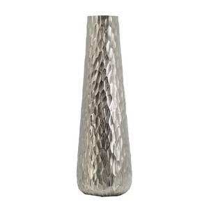 Jarrón de Metal con textura plateada, jarrón decorativo de aluminio, forma oblonga alta, jarrón de plata moderno decorativo moderno - Product Image 3