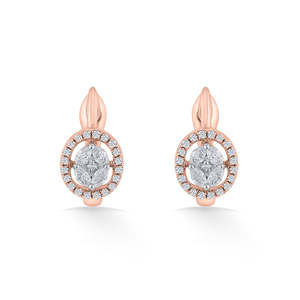 Orbelle Charm <b>Rose</b> <b>Gold</b> Pearl <b>Stud</b> <b>Earrings</b> for Women Rhodium Plated 14K <b>Gold</b> Huggies Hoops Trendy Gift - Product Image 3