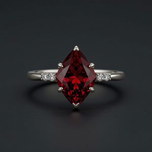 Anillo de compromiso de granate de corte trillón en plata de ley 925 con banda pavimentada, joyería fina para mujer, hecho a mano, Tailandia - Product Image 5