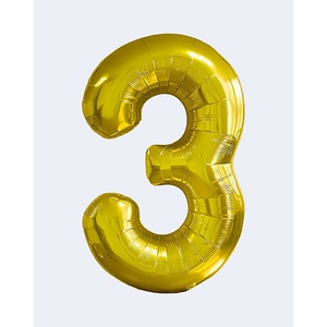 Palloncini Numero Oro per Feste N3 45cm Confezione da 12 Pezzi - Product Image 1