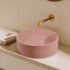 מוהום צורה עגולה בטון צבעוני שירותים יוקרתיים כיור כיור אמבטיה מודרני דלפק רחצה העליון - Product Image 4