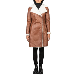 เสื้อเทรนช์โค้ทหนังแท้สำหรับเด็กผู้หญิงเสื้อโค้ทตัวยาวให้ความอบอุ่นในฤดูหนาวดีไซน์วินเทจ - Product Image 1