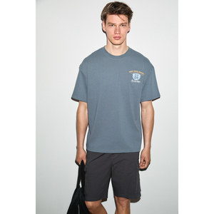 GRIMELANGE XAVIEL Camiseta de Cuello Redondo para Hombre, 100% Algodón Orgánico, con Detalle Estampado, Corte Regular - Product Image 3
