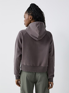 Chándal con capucha y cuello con cremallera y técnica de teñido liso de longitud larga para comodidad y estilo en la restauración del logotipo de la temporada de invierno - Product Image 2