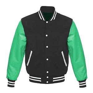 Personalizado al por mayor de impresión de logotipo en blanco liso de lana de tela de manga Varsity Jacket Bomber CollegeBaseballjacket para los hombres - Product Image 3