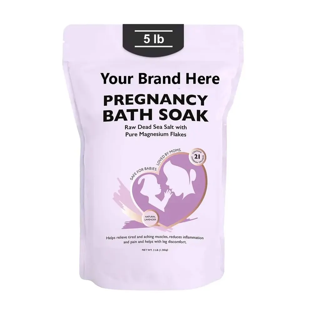 Private Label Schwangerschaft sicheres Badesalz 5lb Sanftes und entspannendes Einweichen für werdende Mütter Made in USA White Label Services