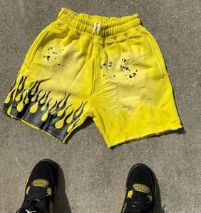 Pantalones cortos de sudor de lavado ácido de algodón 100% unisex sueltos con logotipo personalizado OEM para hombres - Product Image 3