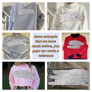 Lettrage personnalisé Patchwork Applique Broderie Patch Mockneck Long Fleece Sweatshirt - Product Image 4