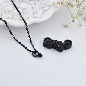 Custom-Size Black Stainless Steel Motorcycle Cremation Pendant Modern <b>Ashes</b> Memorial Necklace Personalized Urn <b>for</b> Men Women - Product Image 3