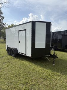 Titanium White 7-14 Enclosed <b>Cargo</b> <b>Trailer</b> with Extra Height & Blackout Package Europe Style 2001-3000kg Payload - Product Image 5