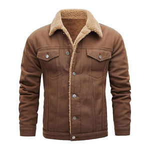 Veste en jean pour homme écologique personnalisée - 100% coton, coupe-vent, respirante, antibactérienne, doublure en fausse fourrure, lavage à l'acide, devant droit - Product Image 5
