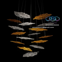 Lustre pendentif en verre en forme de feuille de luxe à hauteur réglable alimenté en courant alternatif pour hôtels EAU Arabie Saoudite Qatar Oman USA Chine