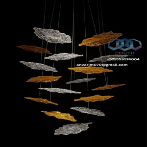 Candelabro colgante de cristal en forma de hoja de lujo, altura ajustable, alimentado por CA para hoteles, Emiratos Árabes Unidos, Arabia Saudita, Qatar, Omán, EE. UU., China - Product Image 2