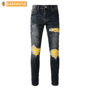 กางเกงยีนส์ทรงตรงพิมพ์ลาย Samavia ผ้าถักแบบซักได้ สำหรับผู้ชาย ฤดูร้อน ขายส่ง เสื้อผ้าลำลองแฟชั่นสตรีทแวร์ ราคาถูก ผู้ผลิตตามสั่ง คุณภาพสูง - Product Image 4