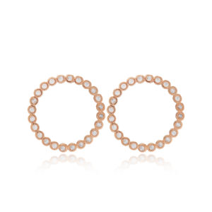 Pendientes de tuerca elegantes CZ de forma redonda hueca, venta al por mayor, joyería de plata de ley 925 turca hecha a mano - Product Image 6