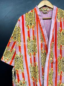 Veste de Kimono Boho en Velours Imprimé Tigre de Luxe Unisexe Taille Libre pour Femme, Robe de Chambre de Mariée en Dentelle, Décoration d'Été, Hiver - Product Image 2