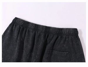 Custom Design 260G Cotton/Polyester Washed Retro Summer <b>Mens</b> Cargo <b>Shorts</b> <b>Elastic</b> <b>Waist</b> Solid Casual Straight Loose - Product Image 5