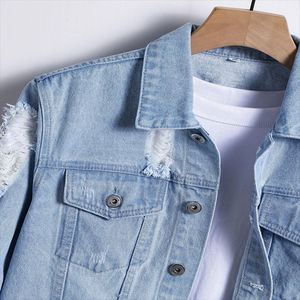 แจ็คเก็ตยีนส์ผู้ชายทรงสลิม แขนยาว ระบายอากาศได้ดี คุณภาพดี สไตล์ฮิปฮอป ไบค์เกอร์ ลำลอง สำหรับฤดูหนาว/ฤดูใบไม้ผลิ - Product Image 4