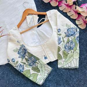 Vente chaude Belle Dressing Fancy Outfit Heavy Khaadi Cotton With Golden Embroidery Work Blouse Fournisseur et exportateur indiens - Product Image 5