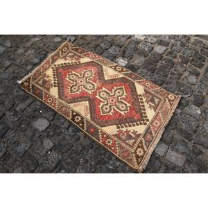 Alfombra de lana clásica Vintage rojo Beige 2,2x3,8 pies patrón de retales de tejido plano para sala de estar 10mm de espesor con respaldo de látex - Product Image 2