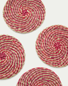 Sous-verres élégants et magnifiques en jonc de mer coloré faits à la main, style bohème vintage, pour tasses à café et théières, vente en gros au Vietnam - Product Image 2